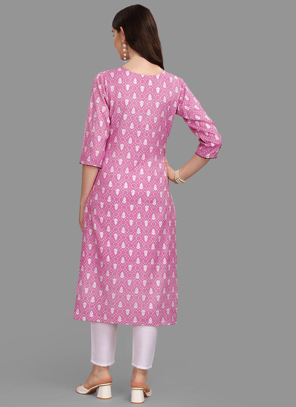 Party Wear Kurti Rayon Pink Print Kurtis