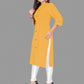 Party Wear Kurti Cotton Mustard Plain Kurtis