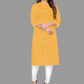 Party Wear Kurti Cotton Mustard Plain Kurtis