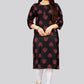 Party Wear Kurti Cotton Black Print Kurtis