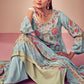 Salwar Suit Pashmina Aqua Blue Digital Print Salwar Kameez