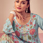 Salwar Suit Pashmina Aqua Blue Digital Print Salwar Kameez