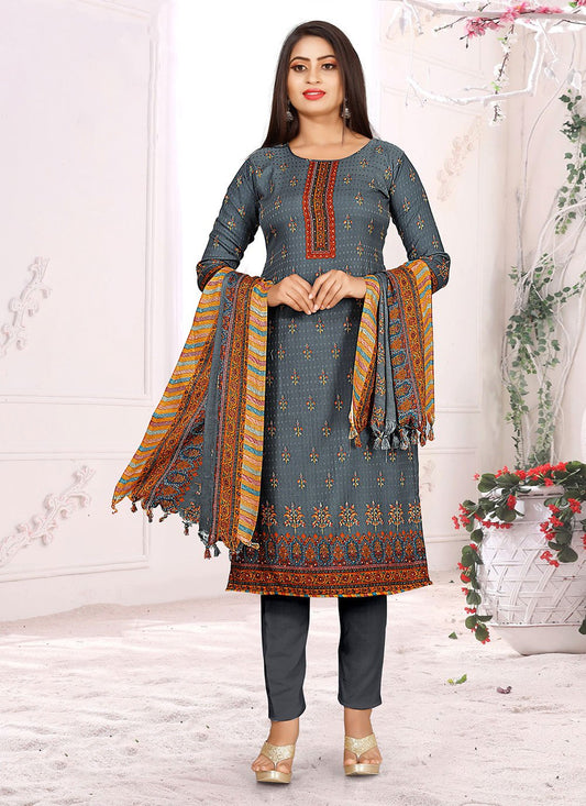 Salwar Suit Pashmina Blue Hand Work Salwar Kameez