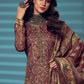 Palazzo Salwar Suit Pashmina Brown Digital Print Salwar Kameez