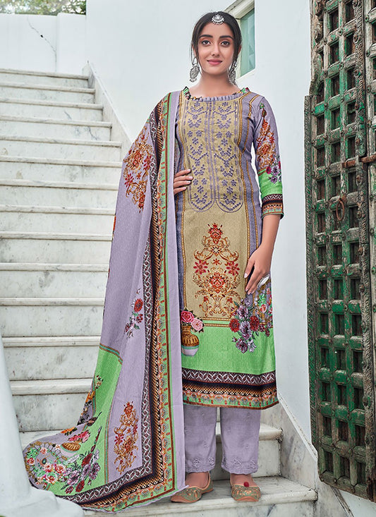 Pakistani Salwar Suit Pashmina Lavender Digital Print Salwar Kameez