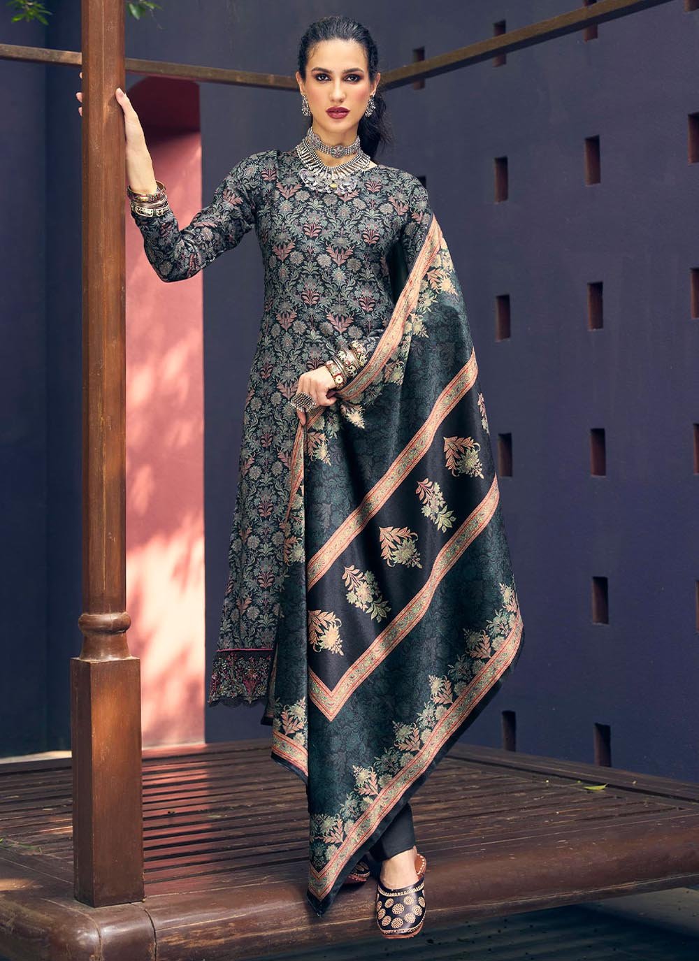 Salwar Suit Pashmina Multi Colour Digital Print Salwar Kameez