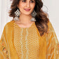 Churidar Suit Pashmina Mustard Embroidered Salwar Kameez