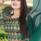 Punjabi Salwar Suit Pashmina Green Print Salwar Kameez