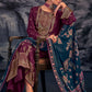 Palazzo Salwar Suit Pashmina Wine Jacquard Work Salwar Kameez