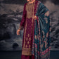 Palazzo Salwar Suit Pashmina Wine Jacquard Work Salwar Kameez