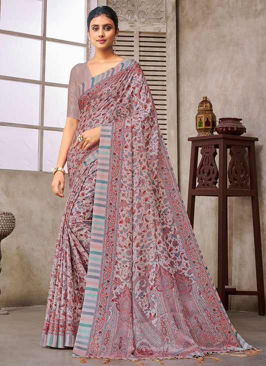 Contemporary Pashmina Lavender Digital Print Saree