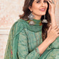 Straight Salwar Suit Pashmina Turquoise Embroidered Salwar Kameez