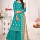 Salwar Suit Pashmina Turquoise Digital Print Salwar Kameez