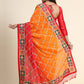 Designer Silk Orange Red Patch Border Saree