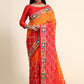 Designer Silk Orange Red Patch Border Saree