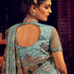 Contemporary Lycra Net Sea Green Embroidered Saree