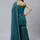 Salwar Suit Crepe Silk Teal Lace Salwar Kameez