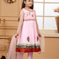 Pant Style Suit Satin Pink Embroidered Kids