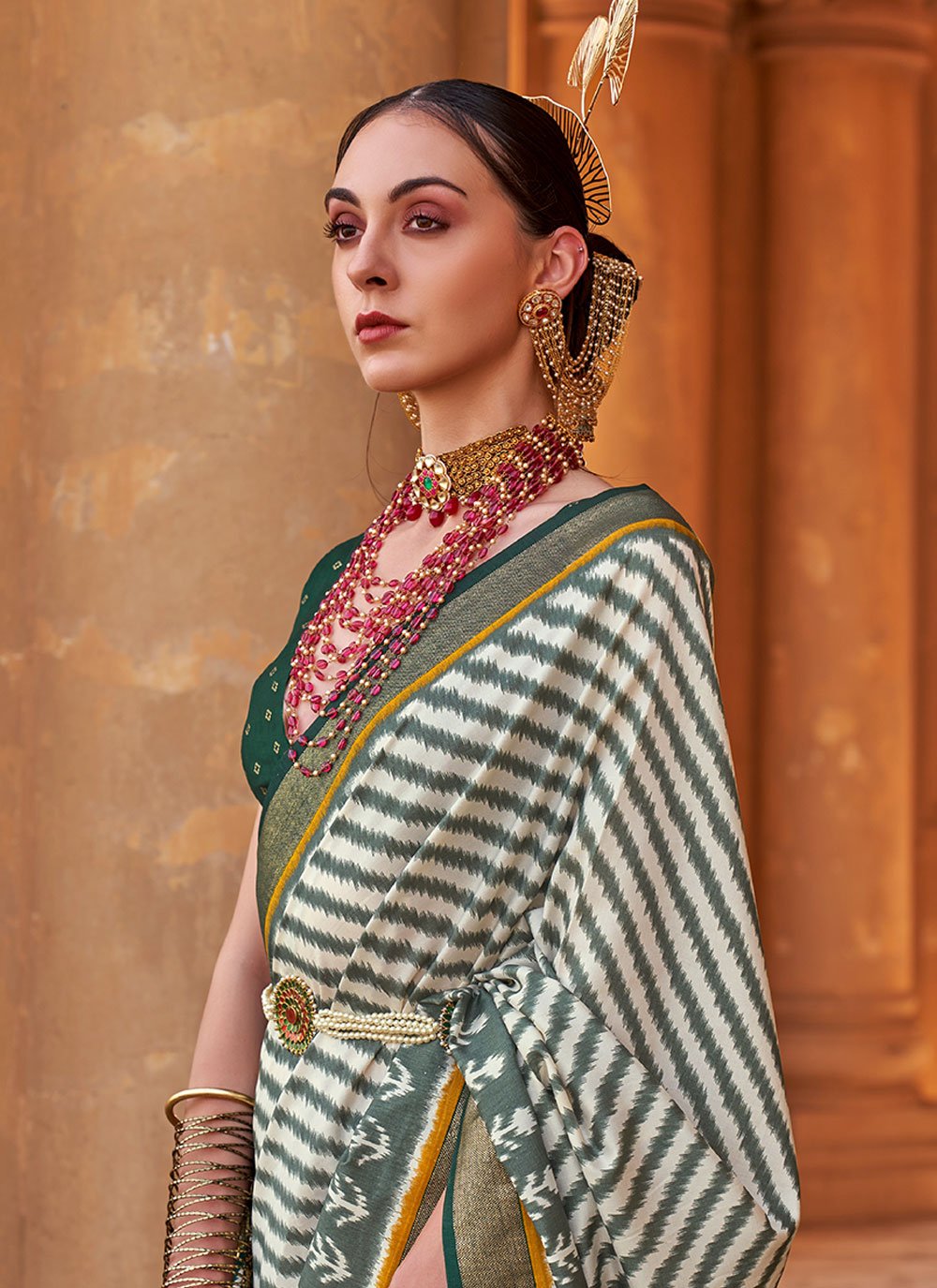 Classic Silk Green Patola Print Saree