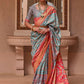 Contemporary Patola Silk Blue Patch Border Saree