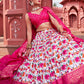 A Line Lehenga Silk Hot Pink Foil Print Lehenga Choli