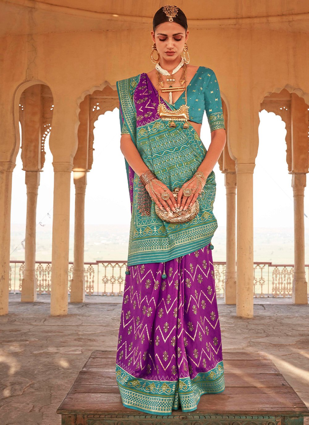 Classic Silk Purple Patola Print Saree