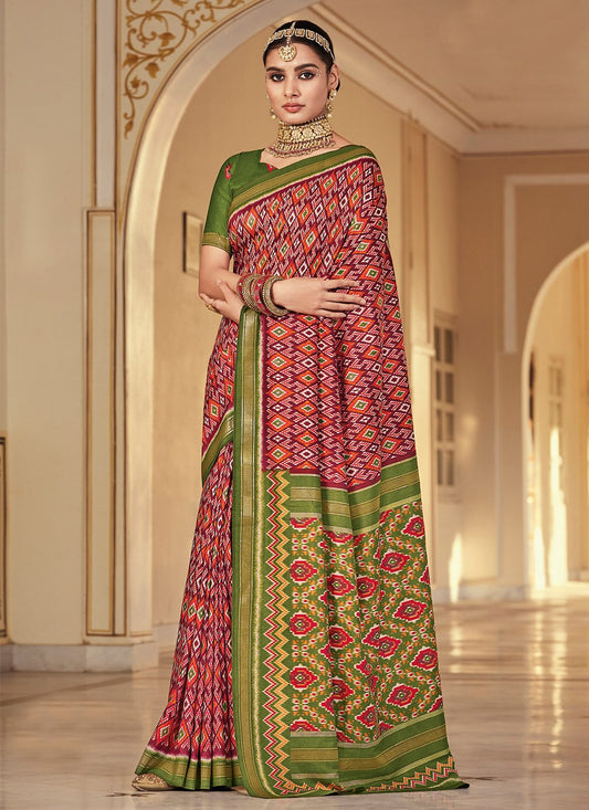 Trendy Saree Silk Multi Colour Patola Print Saree