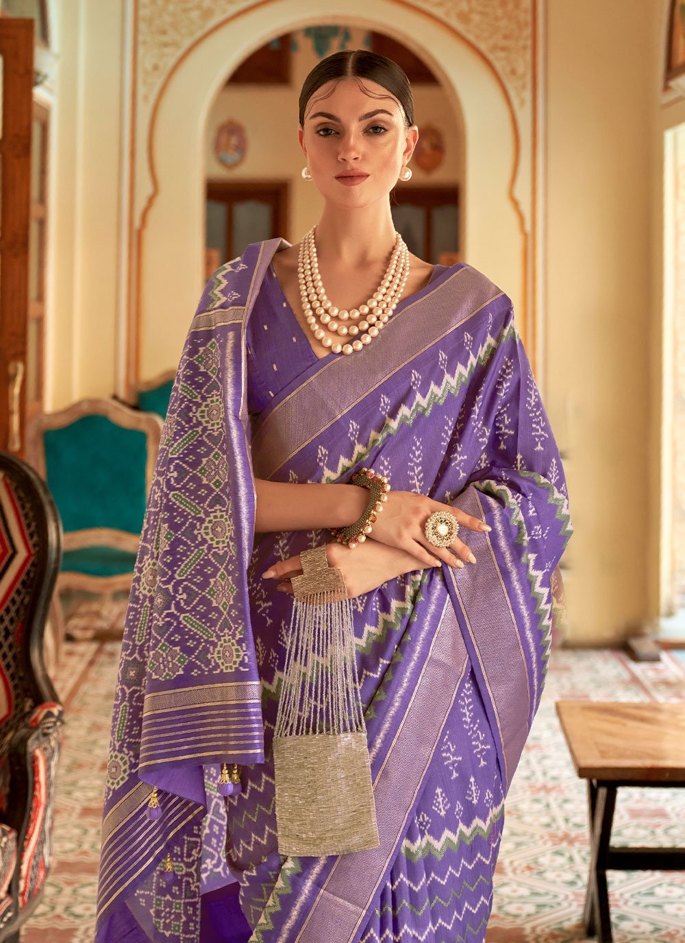 Classic Patola Silk Lavender Weaving Saree