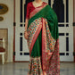 Classic Patola Silk Green Aari Work Saree