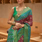 Classic Patola Silk Green Wine Weaving Saree