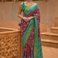 Classic Patola Silk Green Wine Weaving Saree