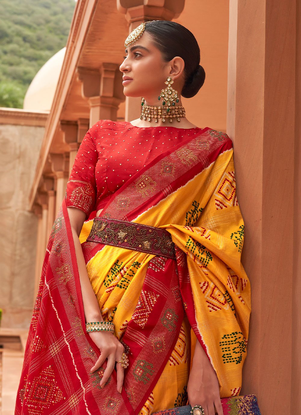 Contemporary Patola Silk Yellow Weaving Saree