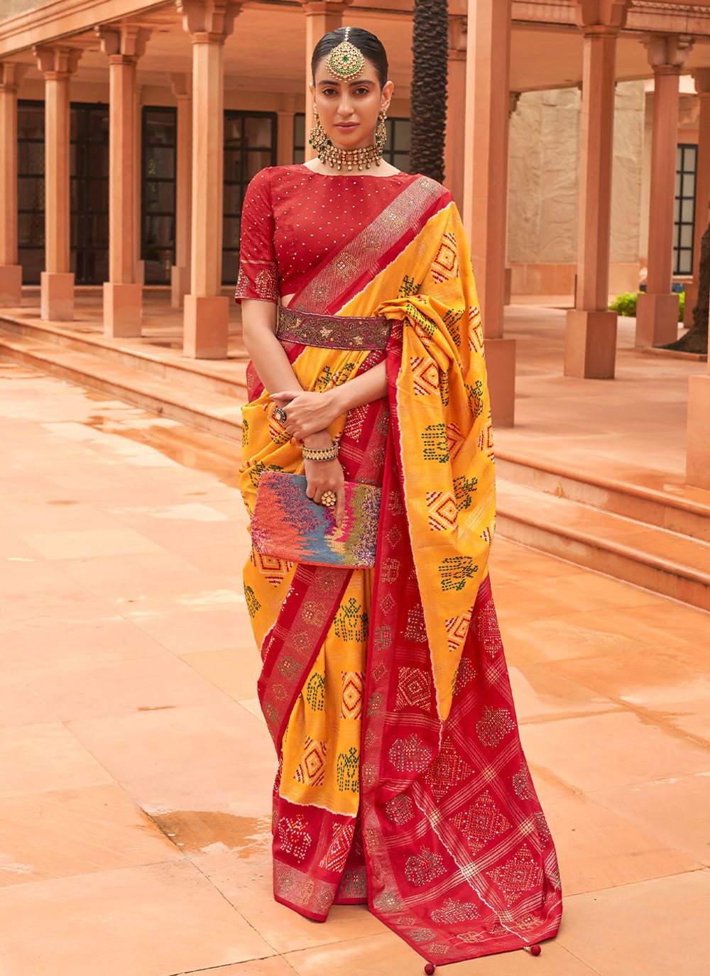 Contemporary Patola Silk Yellow Weaving Saree