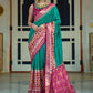 Contemporary Patola Silk Sea Green Aari Work Saree