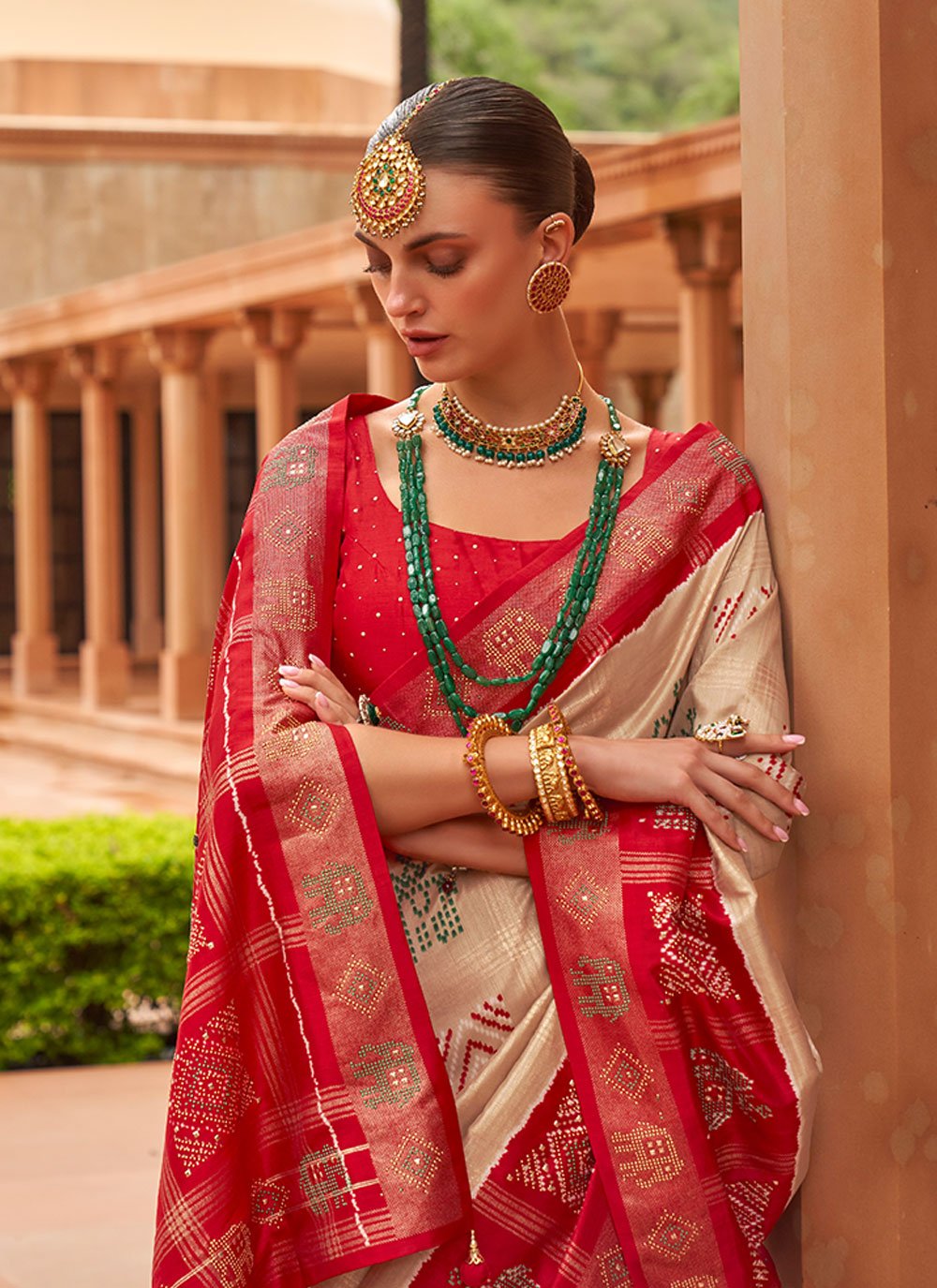 Classic Patola Silk Cream Weaving Saree