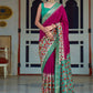 Trendy Saree Patola Silk Magenta Aari Work Saree