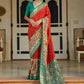 Trendy Saree Patola Silk Red Aari Work Saree