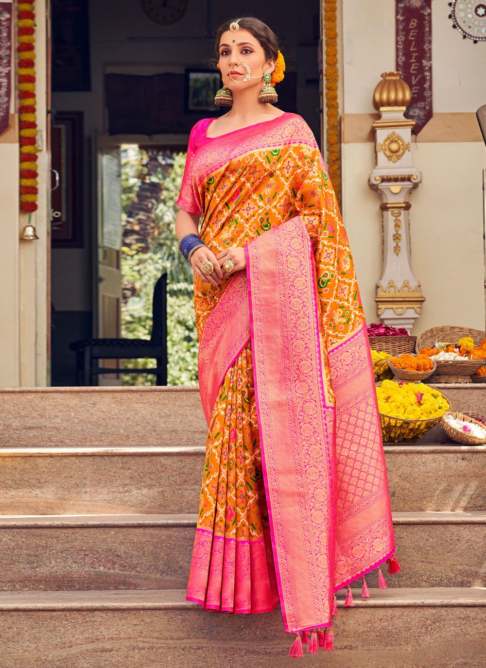 Traditional Saree Patola Silk Mustard Weaving Saree