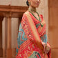 Classic Patola Silk Grey Peach Patch Border Saree