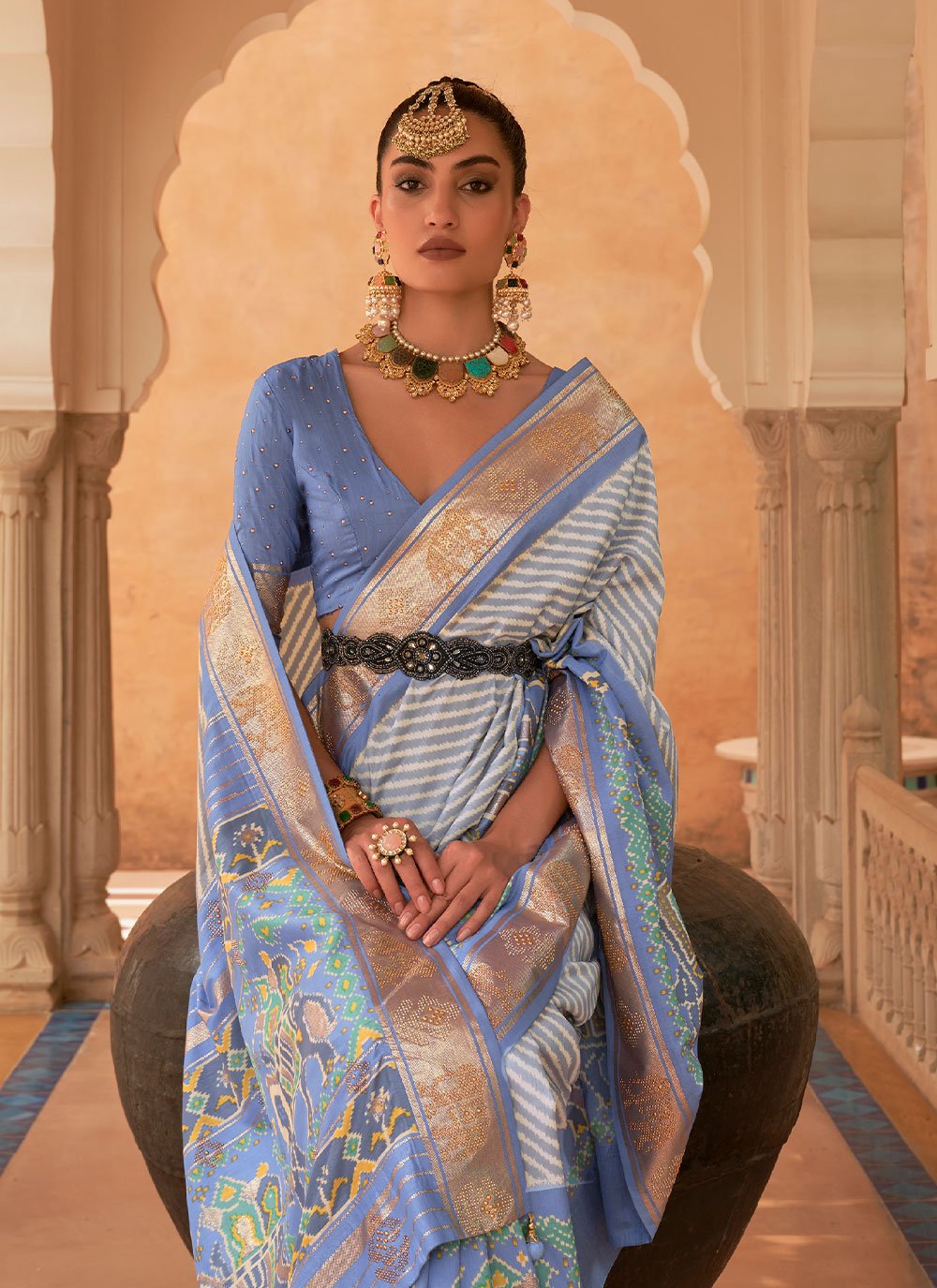 Classic Patola Silk Blue Weaving Saree