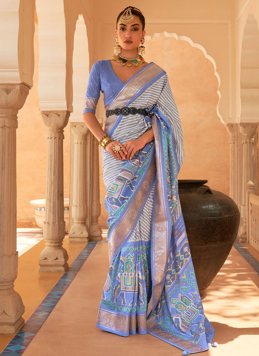 Classic Patola Silk Blue Weaving Saree