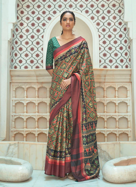 Traditional Saree Patola Silk Green Weaving Saree