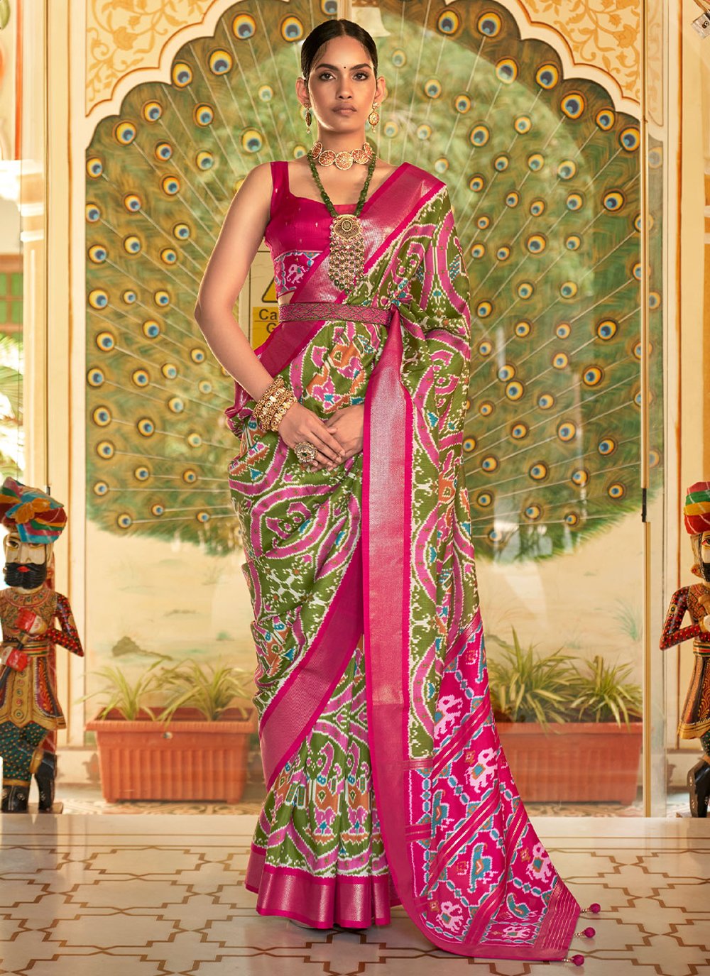 Trendy Saree Patola Silk Green Weaving Saree