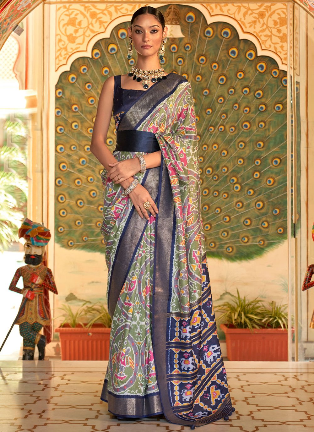 Designer Patola Silk Green Weaving Saree