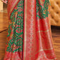 Traditional Saree Patola Silk Green Red Weaving Saree