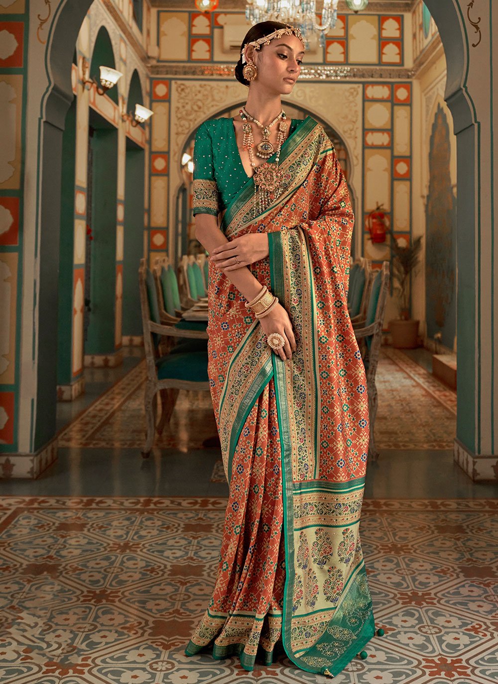 Classic Patola Silk Orange Weaving Saree