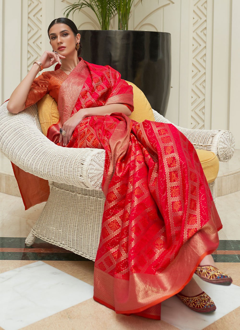 Classic Patola Silk Red Weaving Saree