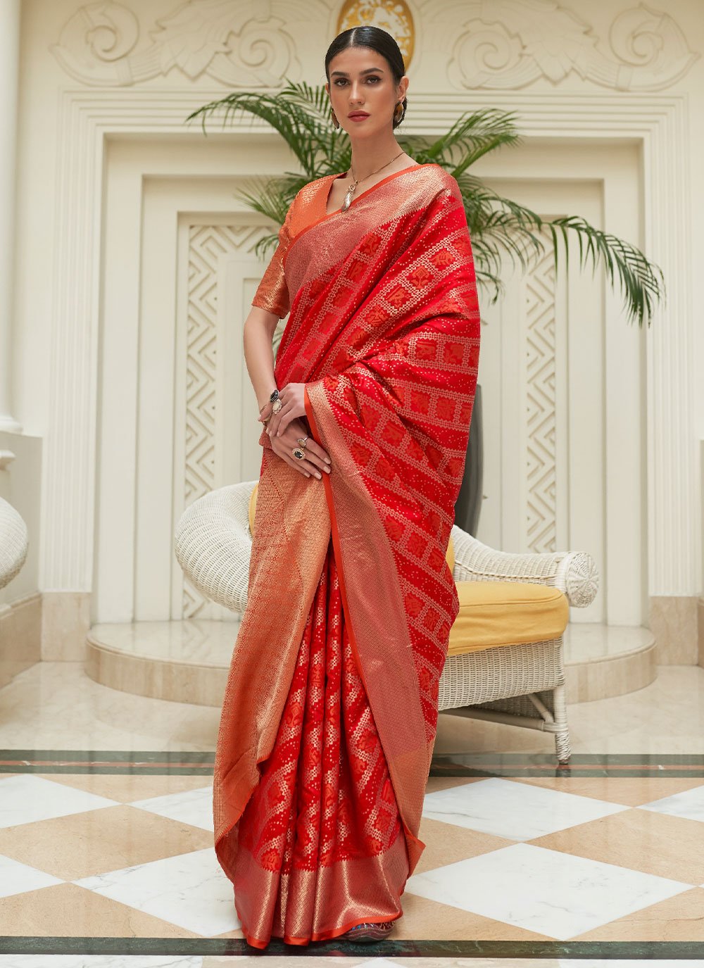 Classic Patola Silk Red Weaving Saree