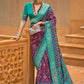 Classic Patola Silk Purple Turquoise Weaving Saree