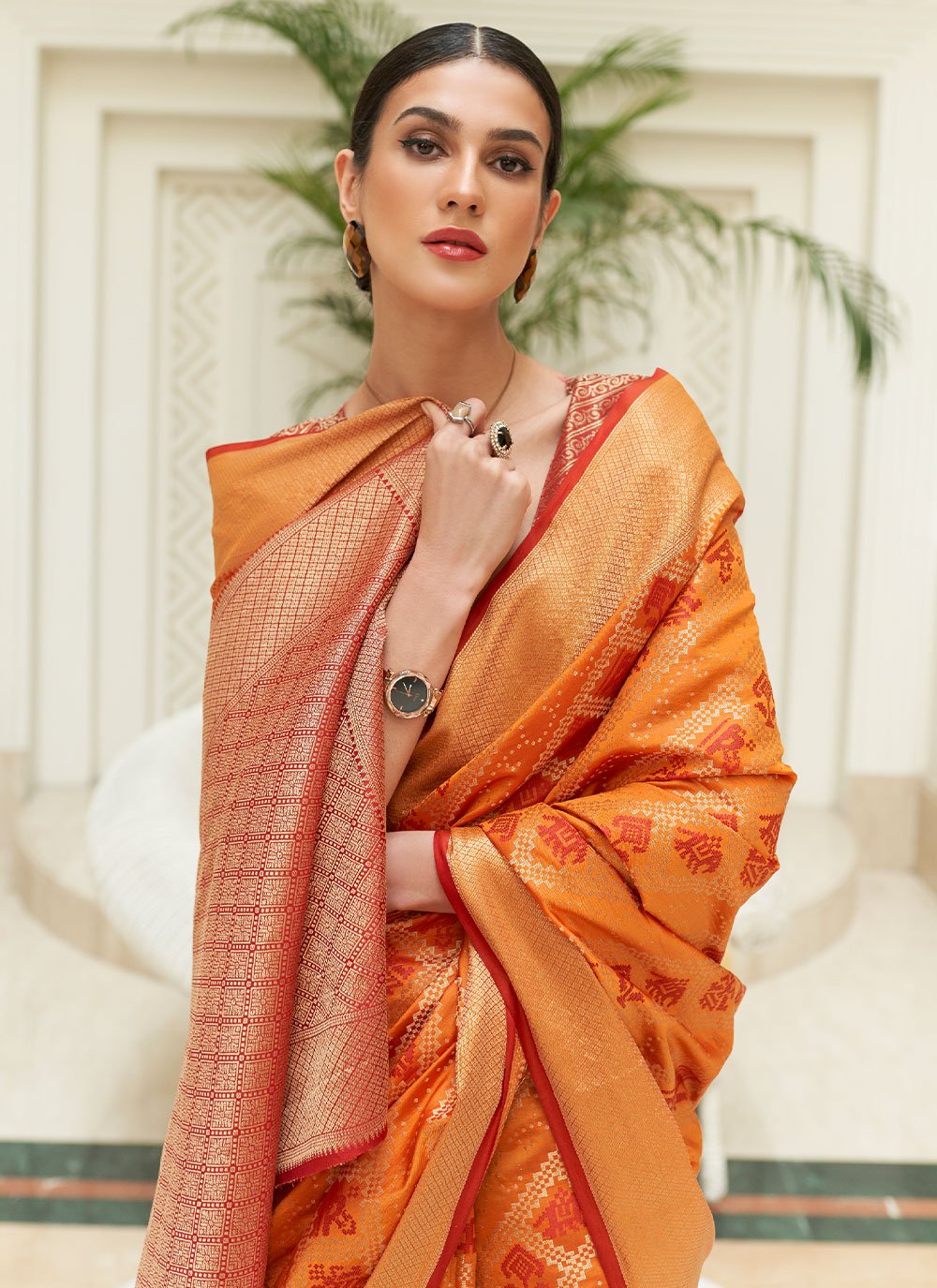 Trendy Saree Patola Silk Orange Weaving Saree